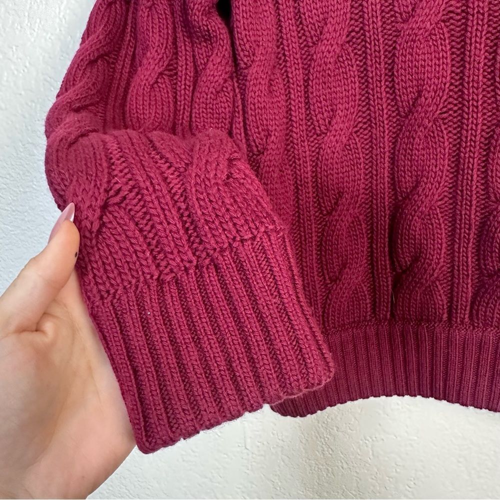 Rowen Rose Round Neck Knit Sweater in Bordeaux Size S - Picture 4 of 9
